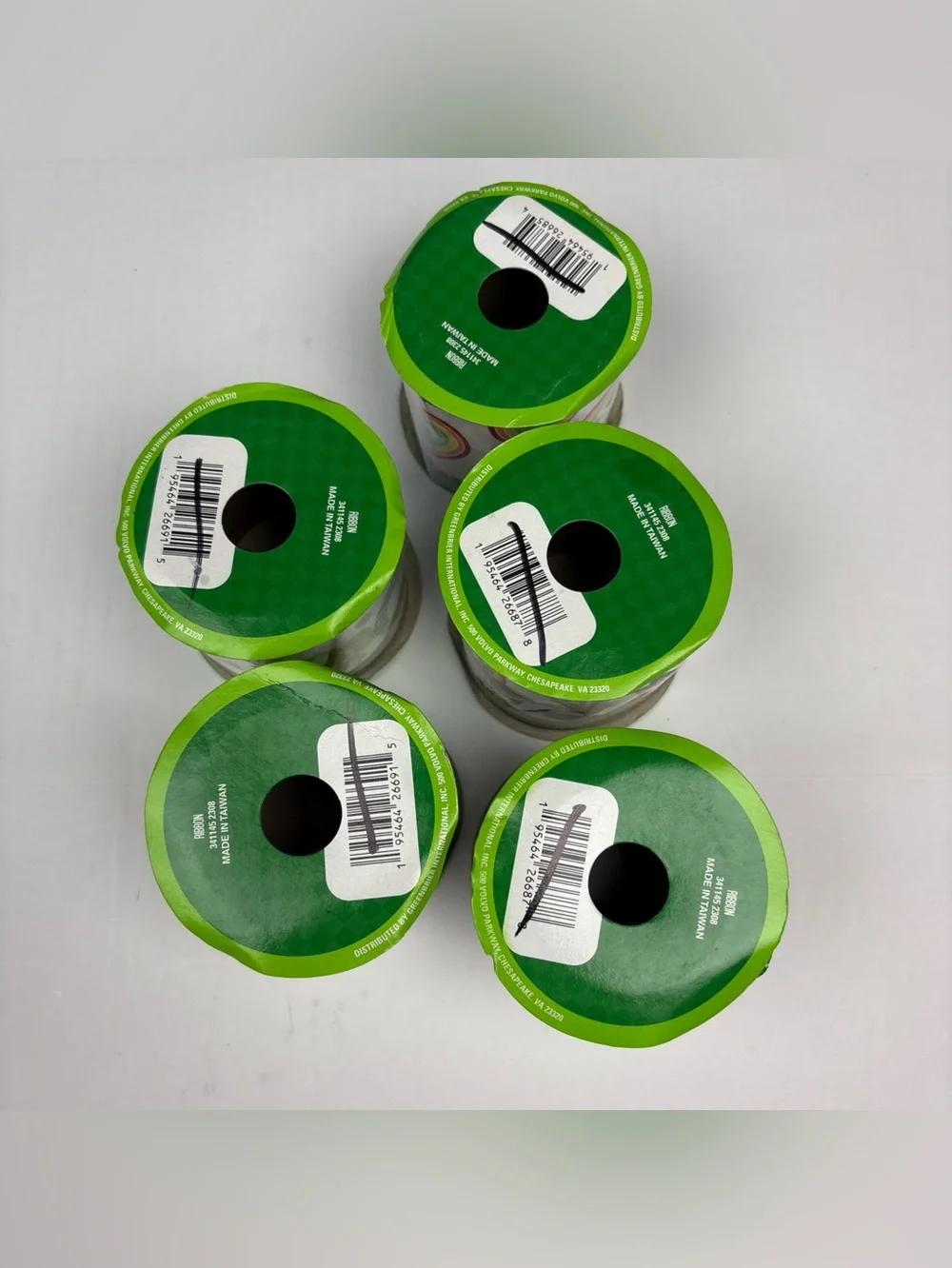 St Patricks Day Ribbon Lot of 5 Lucky Wagon Rainbow Green 2.5in x 144in New Wire
